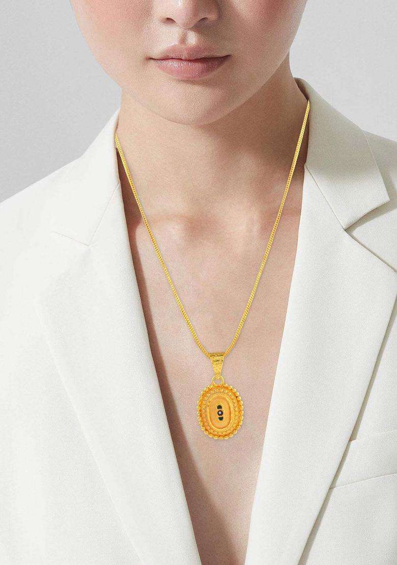 Gold-Plated Circular Pendants with Chains for Men & Women | Traditional Temple Jewellery for Wedding & Festive Wear | Festive Gift - Indya