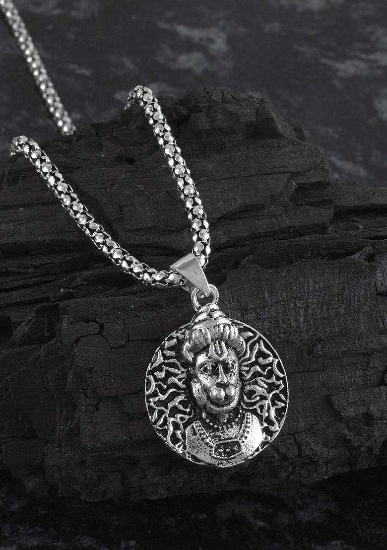 Silver-Plated Contemporary Pendants with Chains for Men & Women | Traditional Temple Jewellery for Wedding & Festive Wear | Festive Gift - Indya