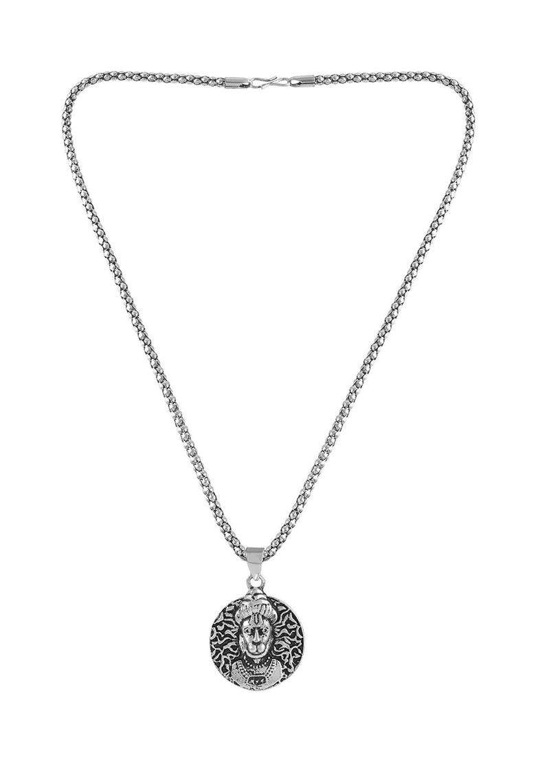 Silver-Plated Contemporary Pendants with Chains for Men & Women | Traditional Temple Jewellery for Wedding & Festive Wear | Festive Gift - Indya