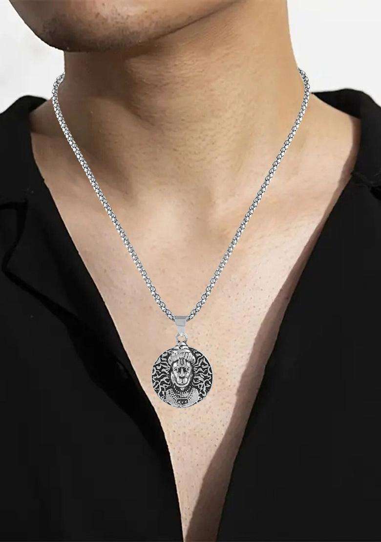 Silver-Plated Contemporary Pendants with Chains for Men & Women | Traditional Temple Jewellery for Wedding & Festive Wear | Festive Gift - Indya