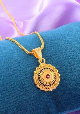 Gold-Plated Circular Pendants with Chains for Men & Women | Traditional Temple Jewellery for Wedding & Festive Wear | Festive Gift