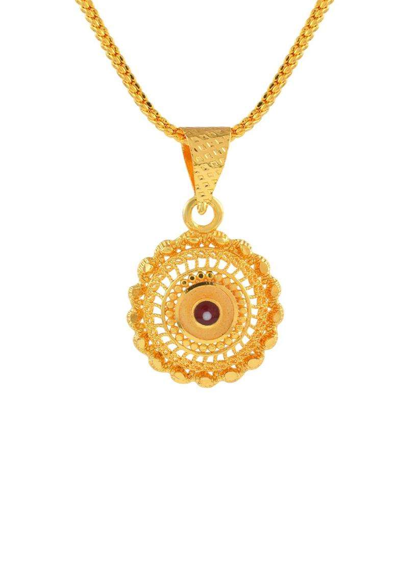 Gold-Plated Circular Pendants with Chains for Men & Women | Traditional Temple Jewellery for Wedding & Festive Wear | Festive Gift - Indya