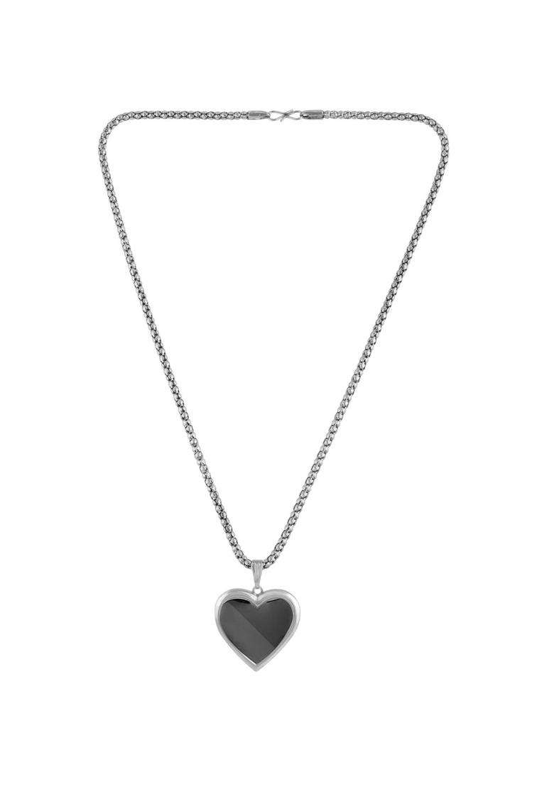 Silver-Plated Heart Shaped Pendants with Chains for Men & Women | Traditional Temple Jewellery for Wedding & Festive Wear | Festive Gift - Indya
