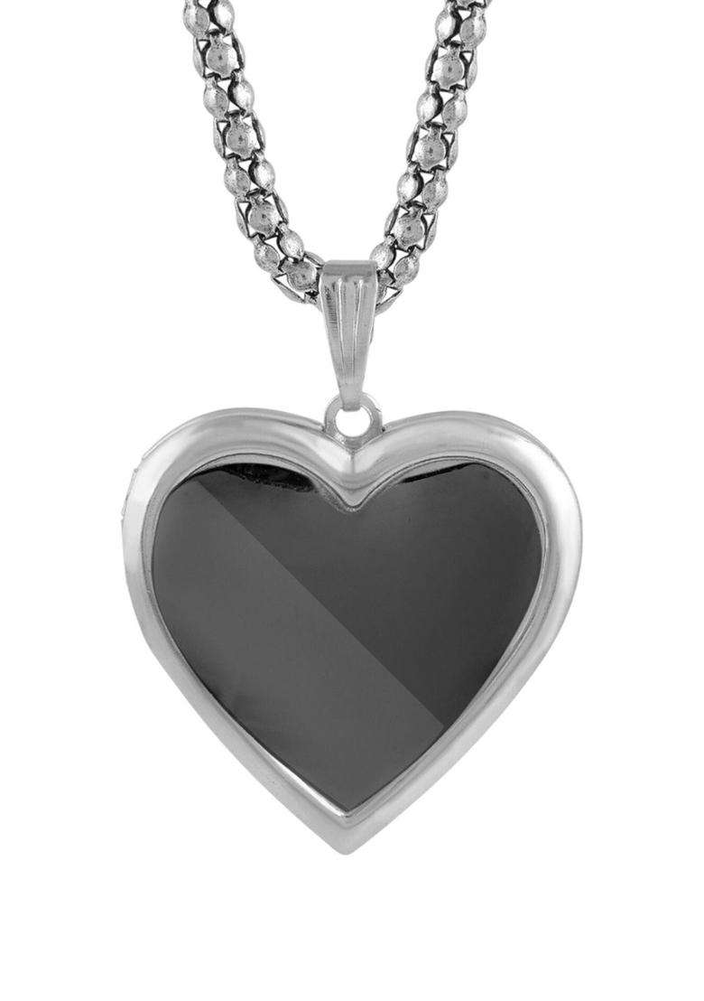 Silver-Plated Heart Shaped Pendants with Chains for Men & Women | Traditional Temple Jewellery for Wedding & Festive Wear | Festive Gift - Indya