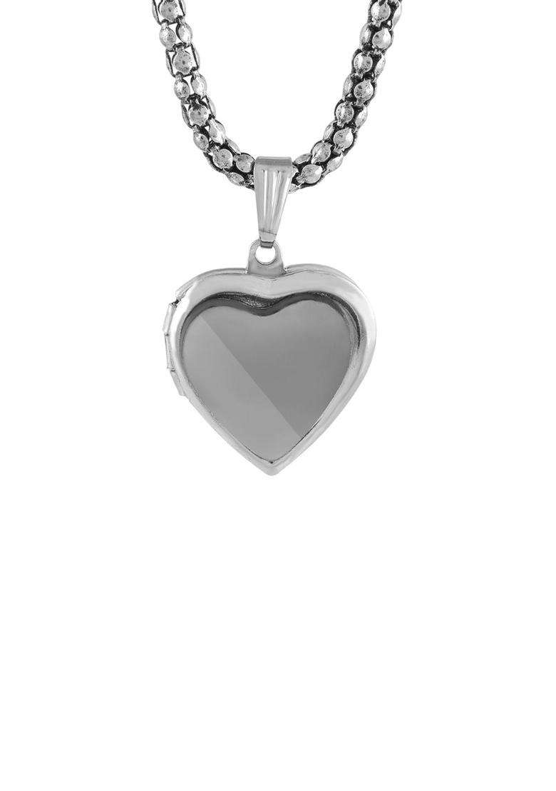 Silver-Plated Heart Shaped Pendants with Chains for Men & Women | Traditional Temple Jewellery for Wedding & Festive Wear | Festive Gift - Indya