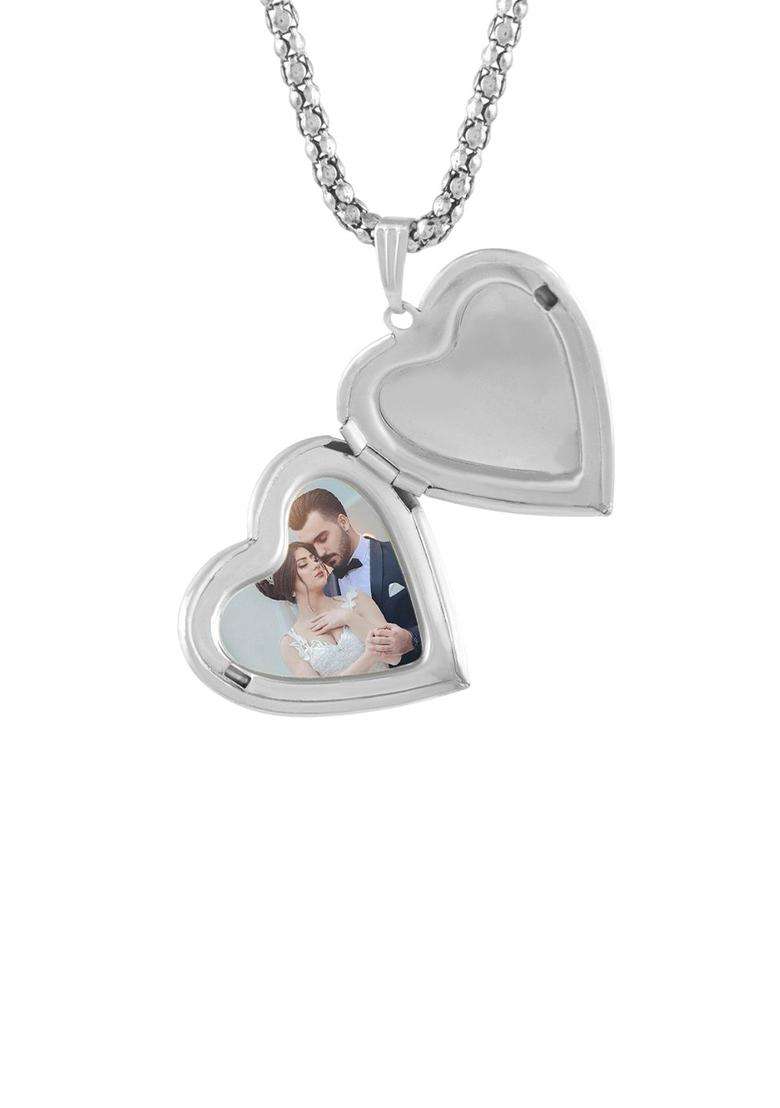 Silver-Plated Heart Shaped Pendants with Chains for Men & Women | Traditional Temple Jewellery for Wedding & Festive Wear | Festive Gift - Indya
