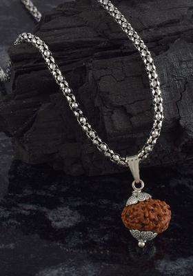 Silver-Plated Contemporary 8 Mukhi Rudraksha Pendants with Chains for Men & Women | Traditional Temple Jewellery for Wedding & Festive Wear | Festive Gift