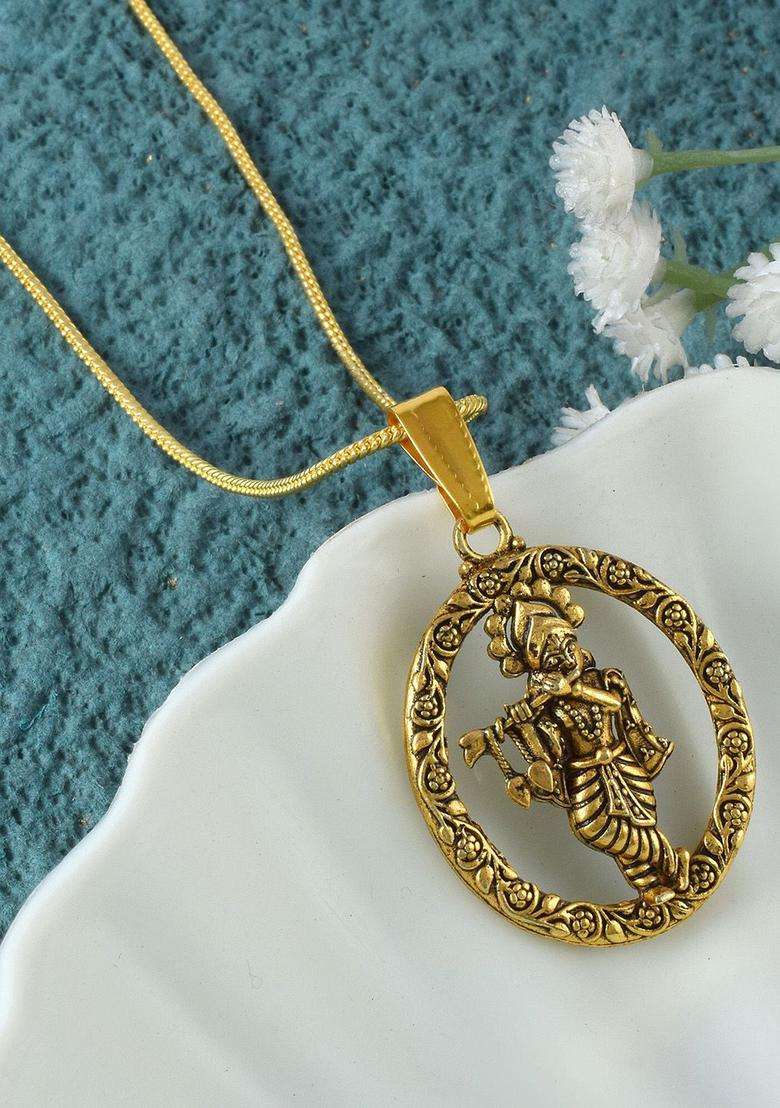 Gold-Plated Contemporary Pendants with Chains for Men & Women | Traditional Temple Jewellery for Wedding & Festive Wear | Festive Gift - Indya