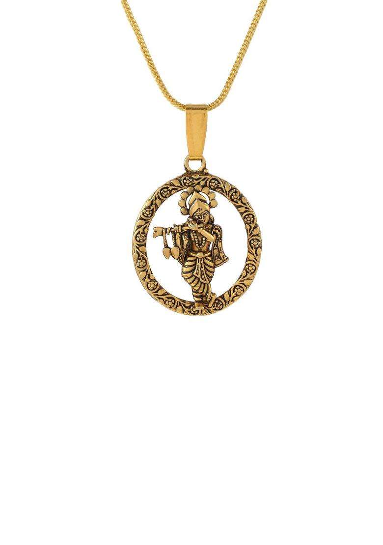 Gold-Plated Contemporary Pendants with Chains for Men & Women | Traditional Temple Jewellery for Wedding & Festive Wear | Festive Gift - Indya