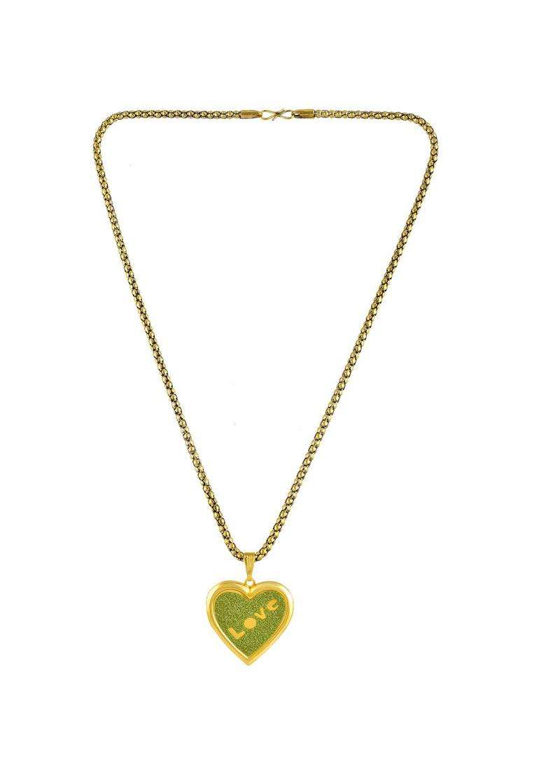 Gold-Plated Heart Shaped Pendants with Chains for Men & Women | Traditional Temple Jewellery for Wedding & Festive Wear | Festive Gift - Indya