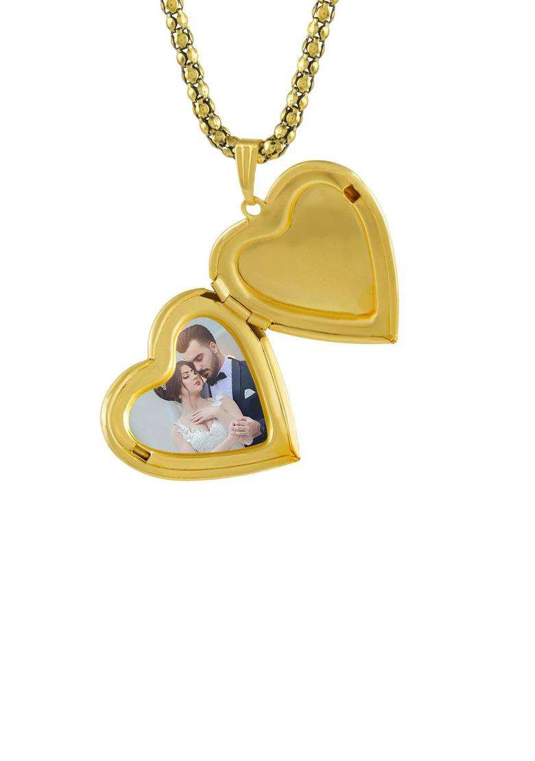 Gold-Plated Heart Shaped Pendants with Chains for Men & Women | Traditional Temple Jewellery for Wedding & Festive Wear | Festive Gift - Indya