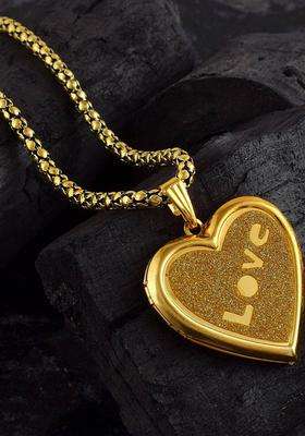 Gold-Plated Heart Shaped Pendants with Chains for Men & Women | Stylish Party & Everyday Wear | Festive Gift