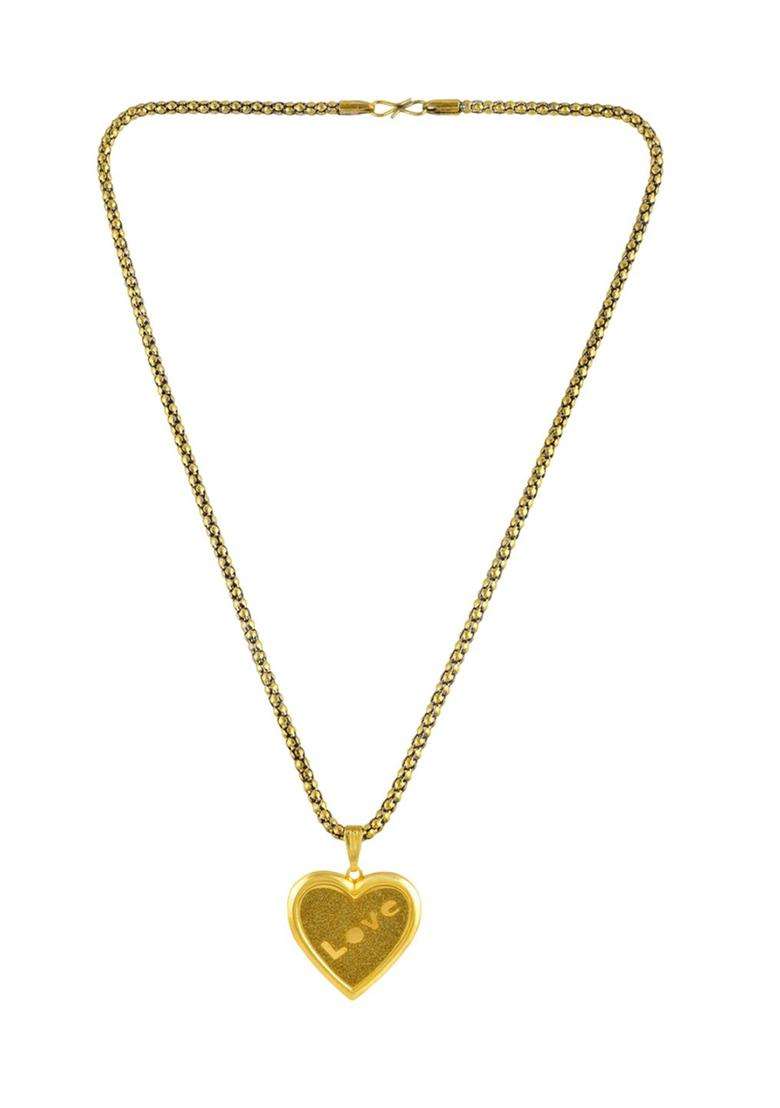 Gold-Plated Heart Shaped Pendants with Chains for Men & Women | Stylish Party & Everyday Wear | Festive Gift - Indya