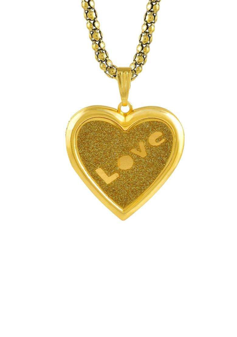 Gold-Plated Heart Shaped Pendants with Chains for Men & Women | Stylish Party & Everyday Wear | Festive Gift - Indya