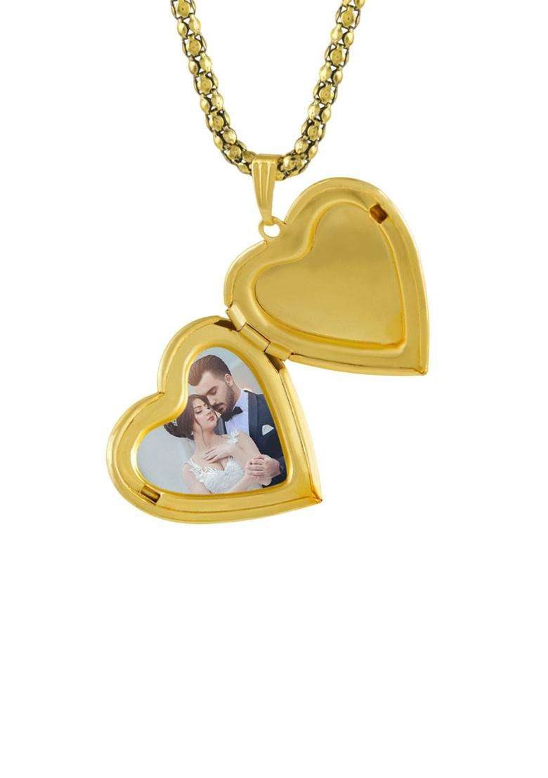 Gold-Plated Heart Shaped Pendants with Chains for Men & Women | Stylish Party & Everyday Wear | Festive Gift - Indya