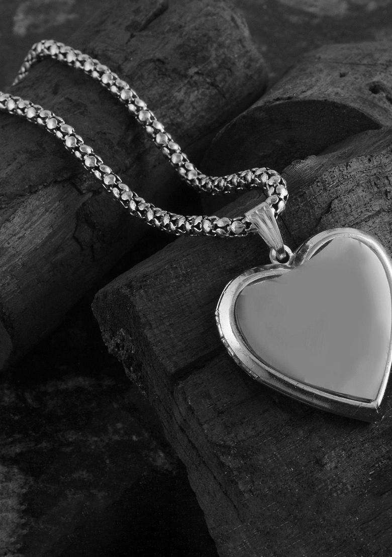Silver-Plated Heart Shaped Pendants with Chains for Men & Women | Stylish Party & Everyday Wear | Festive Gift - Indya