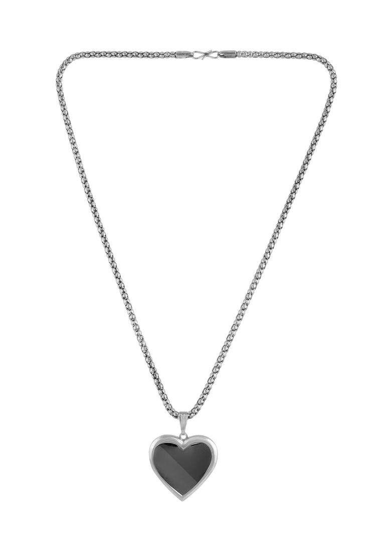 Silver-Plated Heart Shaped Pendants with Chains for Men & Women | Stylish Party & Everyday Wear | Festive Gift - Indya