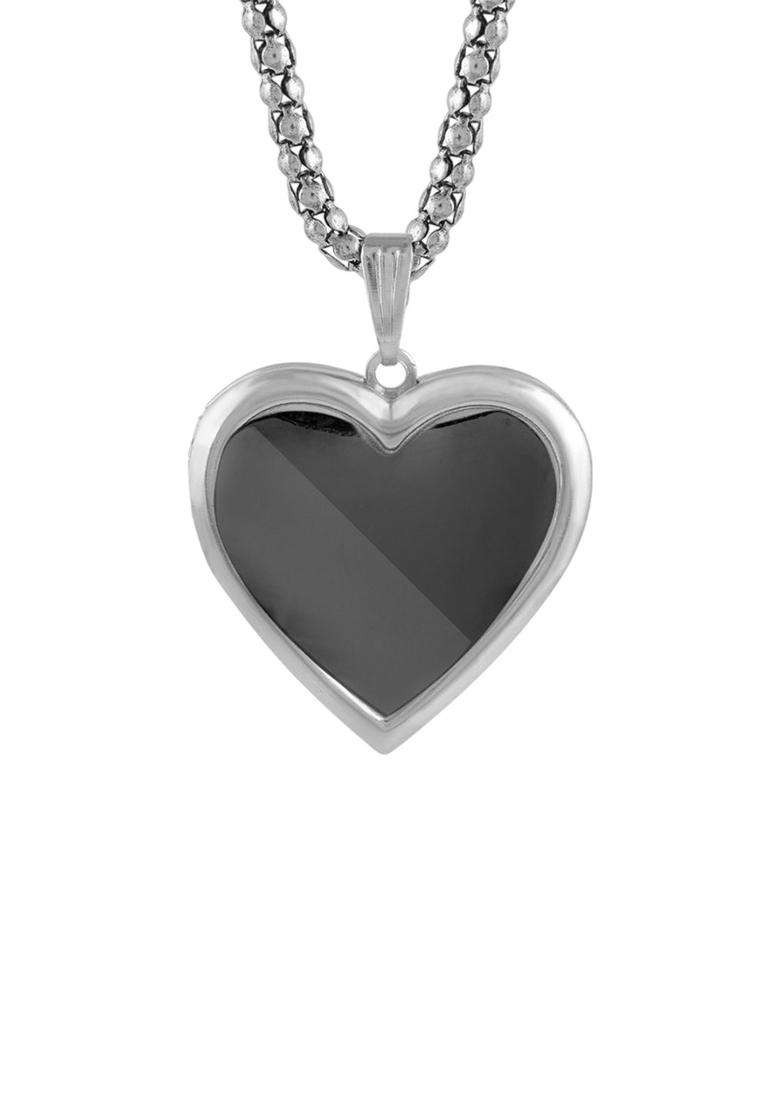 Silver-Plated Heart Shaped Pendants with Chains for Men & Women | Stylish Party & Everyday Wear | Festive Gift - Indya