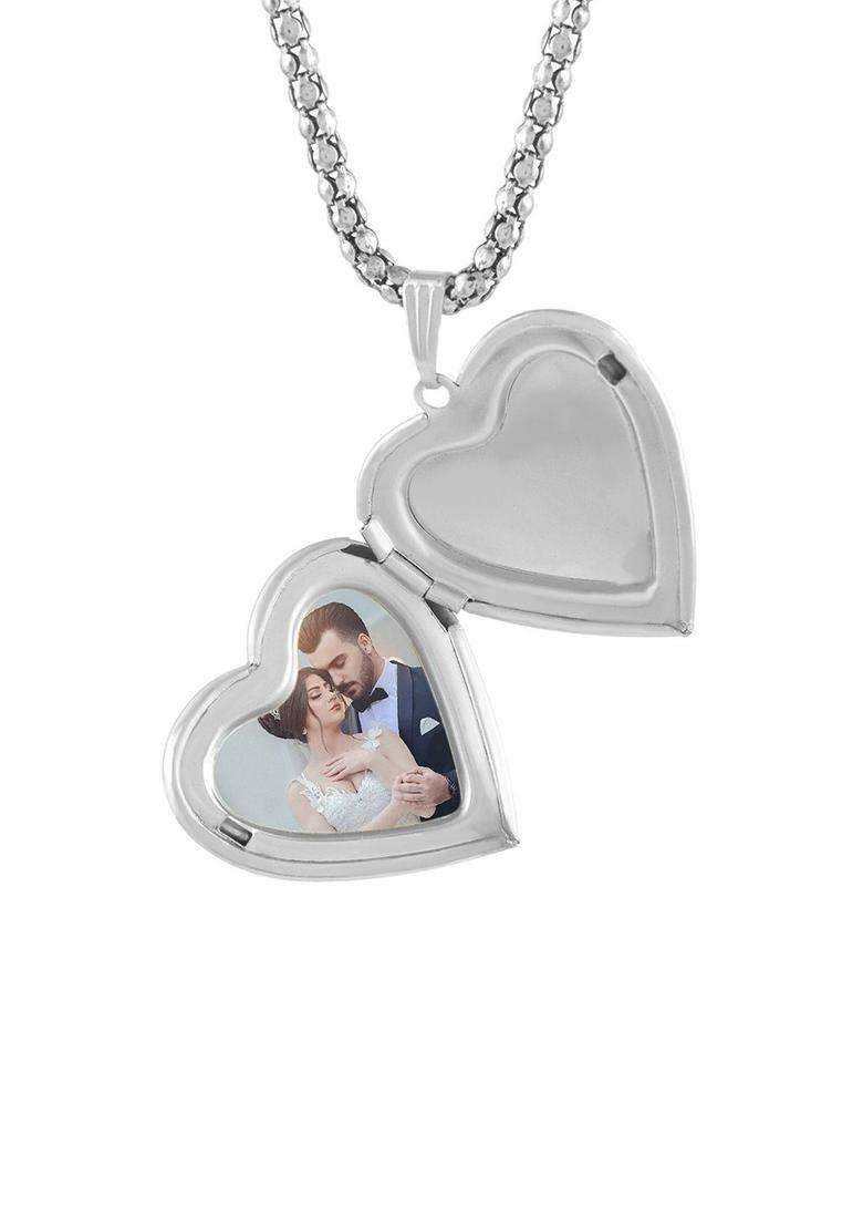 Silver-Plated Heart Shaped Pendants with Chains for Men & Women | Stylish Party & Everyday Wear | Festive Gift - Indya