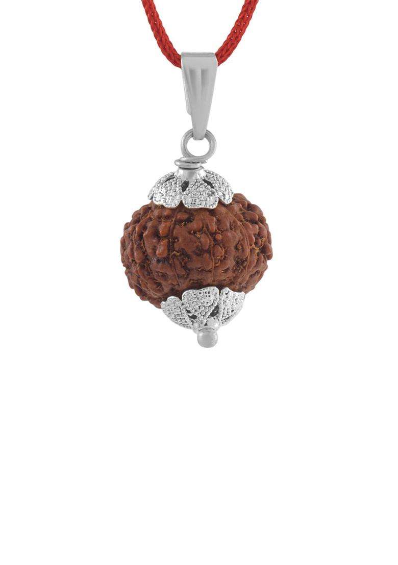 Stainless Steel Silver-Plated Rudraksha Pendants with Chains for Men & Women | Traditional Temple Jewellery for Wedding & Festive Wear | Festive Gift - Indya