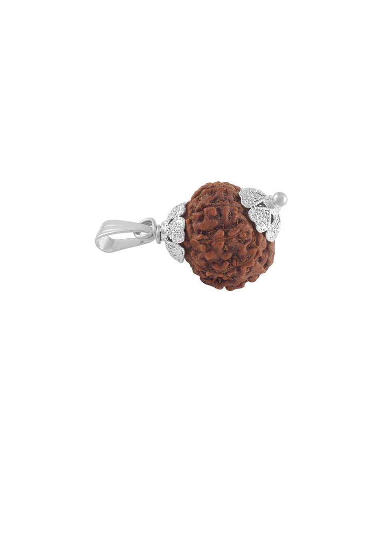 Stainless Steel Silver-Plated Rudraksha Pendants with Chains for Men & Women | Traditional Temple Jewellery for Wedding & Festive Wear | Festive Gift - Indya