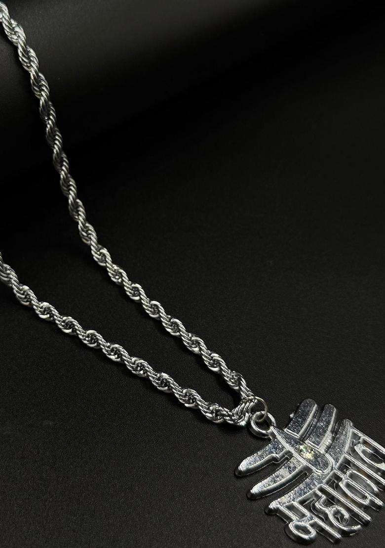 Silver-Plated Artificial Stone Studded Contemporary Pendants with Chains for Men & Women | Traditional Temple Jewellery for Wedding & Festive Wear | Festive Gift - Indya
