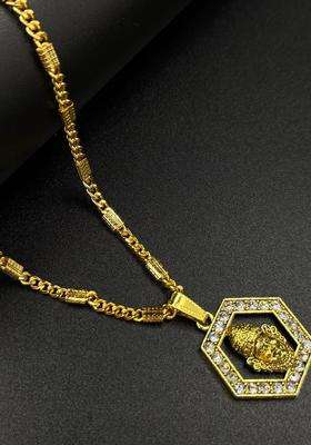 Gold-Plated Geometric Shaped God Pendants with Chains for Men & Women | Traditional Temple Jewellery for Wedding & Festive Wear | Festive Gift