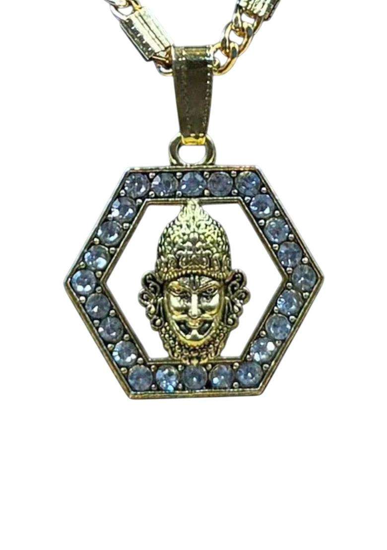Gold-Plated Geometric Shaped God Pendants with Chains for Men & Women | Traditional Temple Jewellery for Wedding & Festive Wear | Festive Gift - Indya