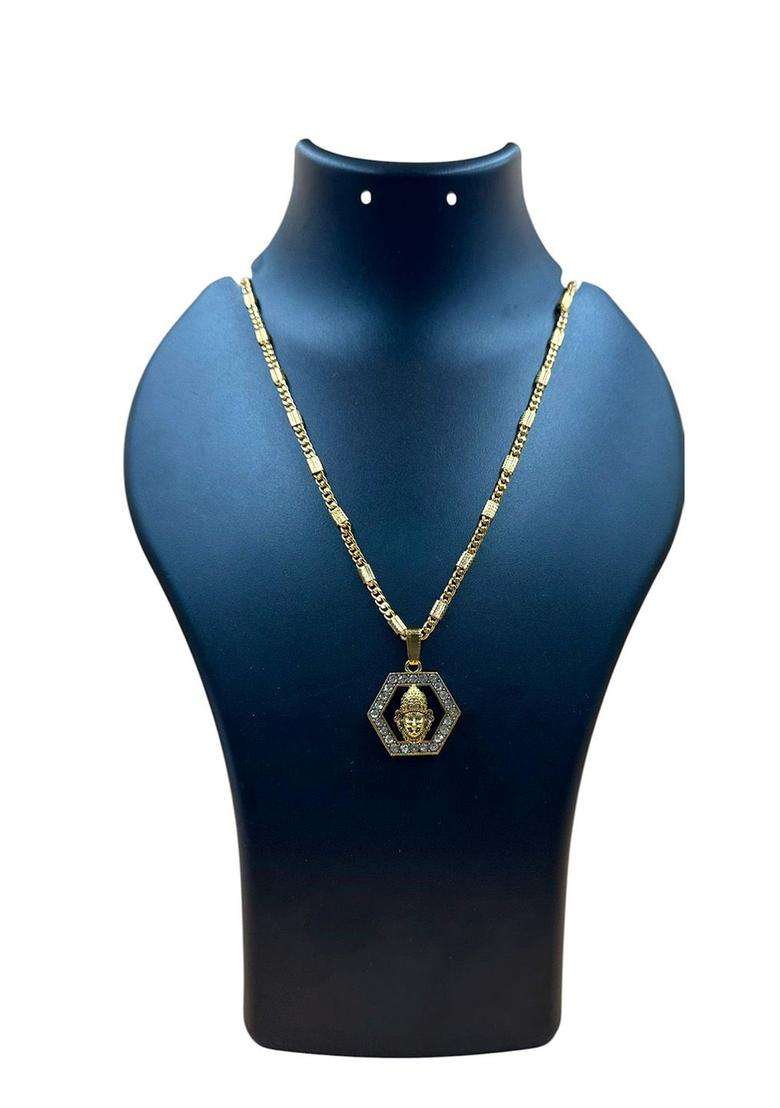 Gold-Plated Geometric Shaped God Pendants with Chains for Men & Women | Traditional Temple Jewellery for Wedding & Festive Wear | Festive Gift - Indya