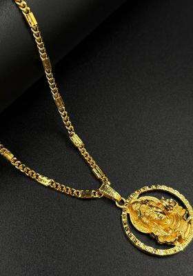 Gold-Plated Artificial Stones Studded Contemporary Pendants with Chains for Men & Women | Traditional Temple Jewellery for Wedding & Festive Wear | Festive Gift
