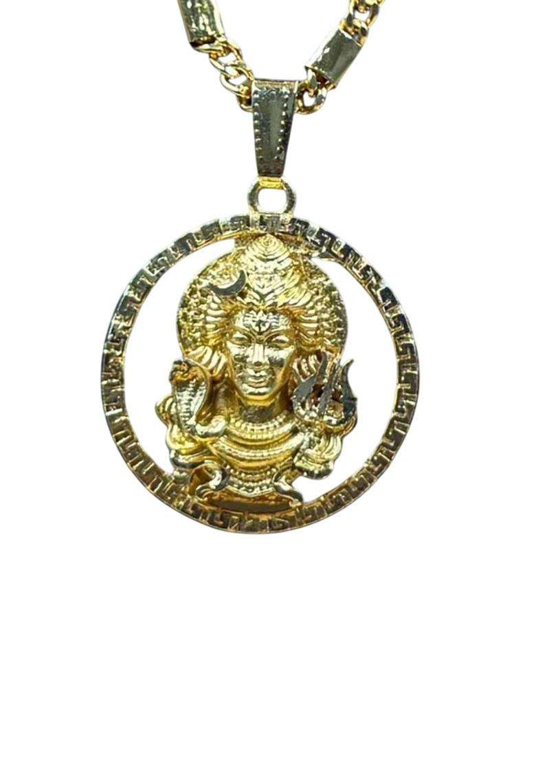 Gold-Plated Artificial Stones Studded Contemporary Pendants with Chains for Men & Women | Traditional Temple Jewellery for Wedding & Festive Wear | Festive Gift - Indya