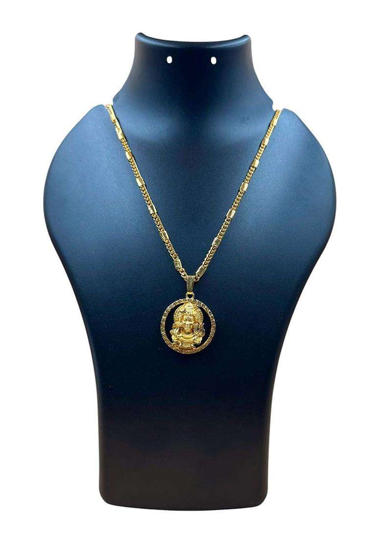 Gold-Plated Artificial Stones Studded Contemporary Pendants with Chains for Men & Women | Traditional Temple Jewellery for Wedding & Festive Wear | Festive Gift - Indya