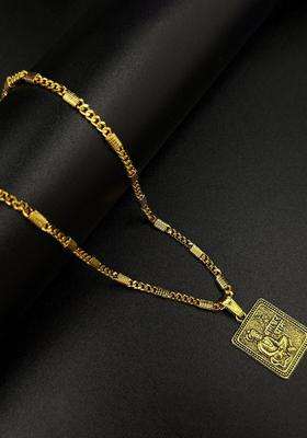 Gold-Plated Square Shaped God Pendants with Chains for Men & Women | Traditional Temple Jewellery for Wedding & Festive Wear | Festive Gift