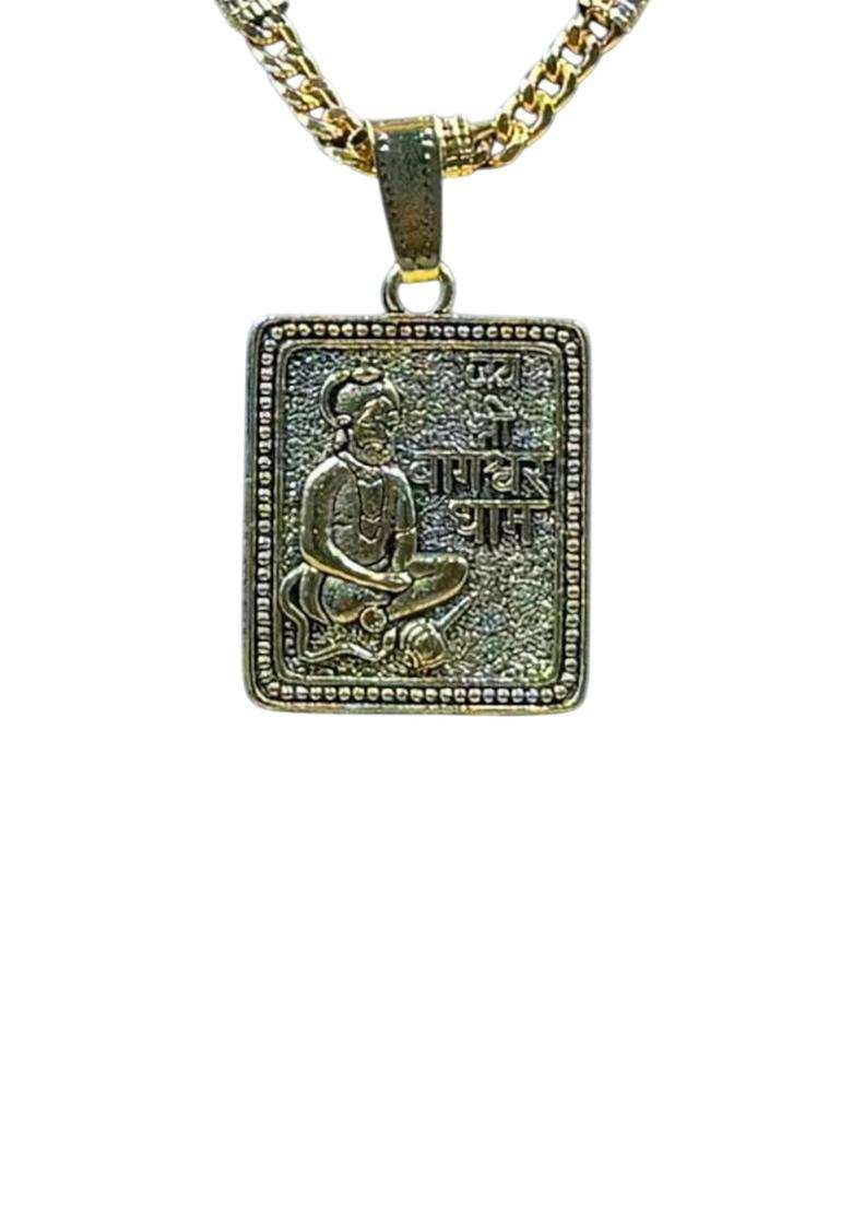 Gold-Plated Square Shaped God Pendants with Chains for Men & Women | Traditional Temple Jewellery for Wedding & Festive Wear | Festive Gift - Indya