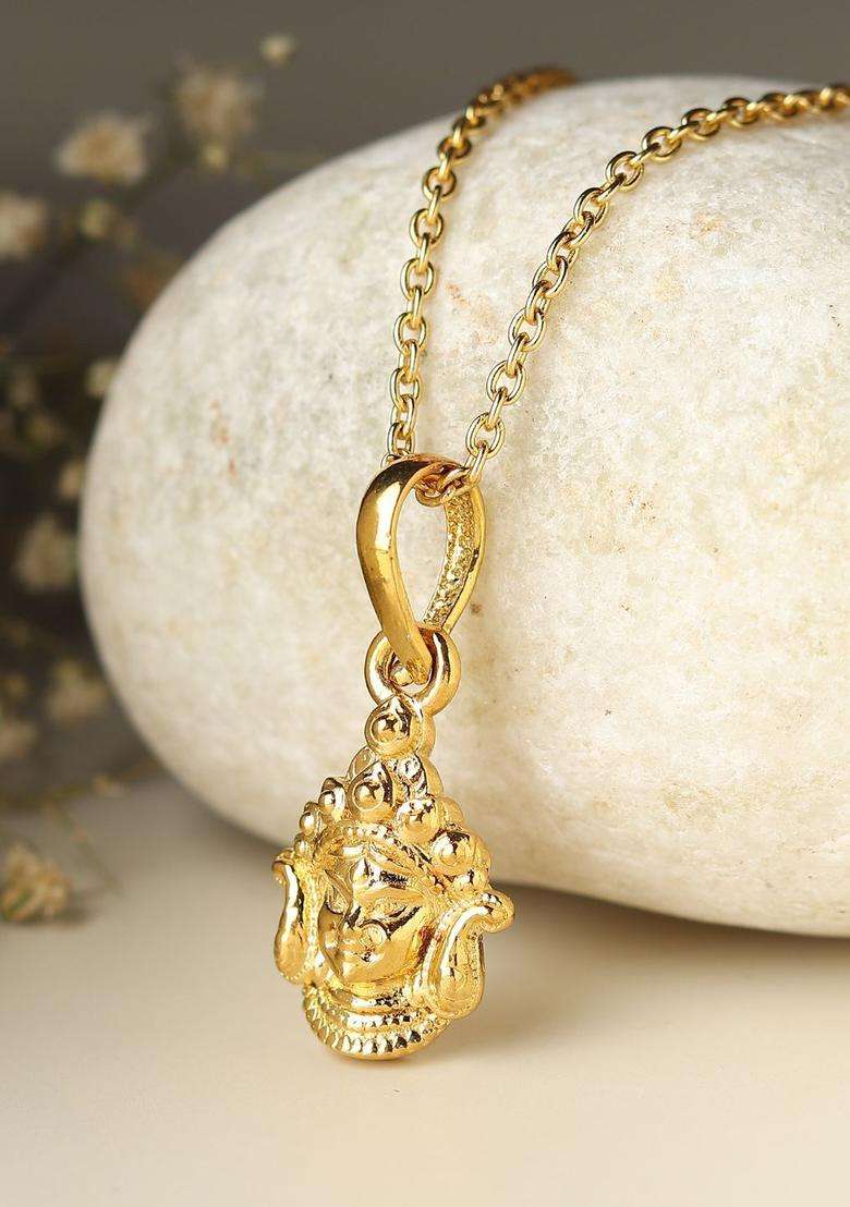925 Sterling Silver 22kt Gold-Plated Durga Maa Pendant for Men & Women | Traditional Temple Jewellery for Wedding & Festive Wear | Festive Gift - Indya