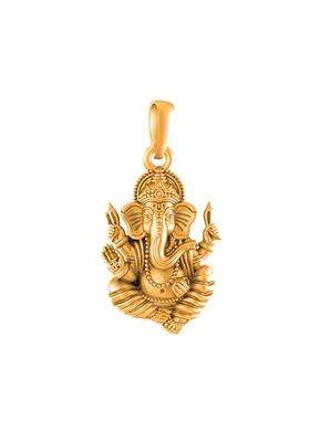 925 Sterling Silver 22kt Gold-Plated Ganesha Pendant for Men & Women | Traditional Temple Jewellery for Wedding & Festive Wear | Festive Gift