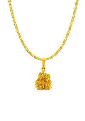 92.5 Sterling Silver 22KT Gold-Plated Contemporary Pendant with Chain for Men | Traditional Temple Jewellery for Wedding & Festive Wear | Gift for Him