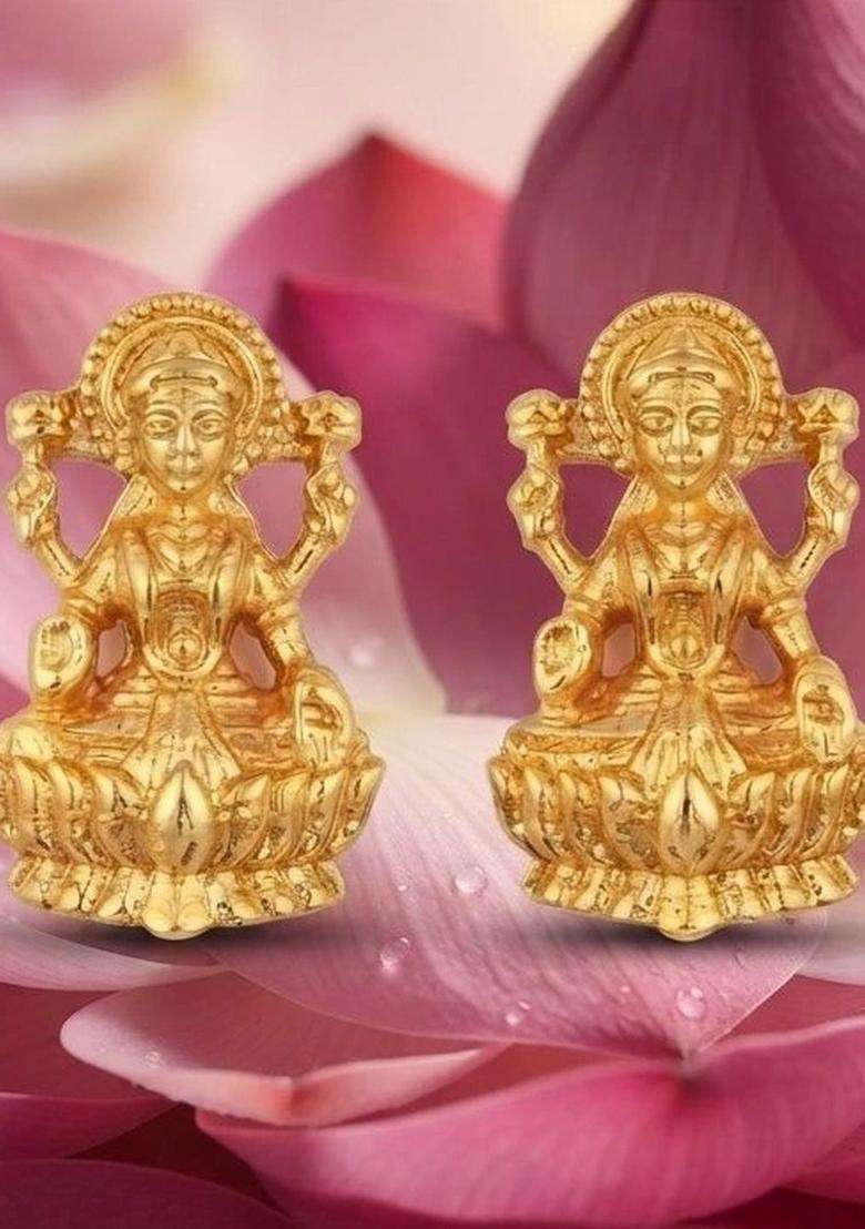 Gold-Plated Circular Lakshmi Temple Studs Earrings for Women | Traditional Temple Jewellery for Wedding & Festive Wear | Gift for Her - Indya