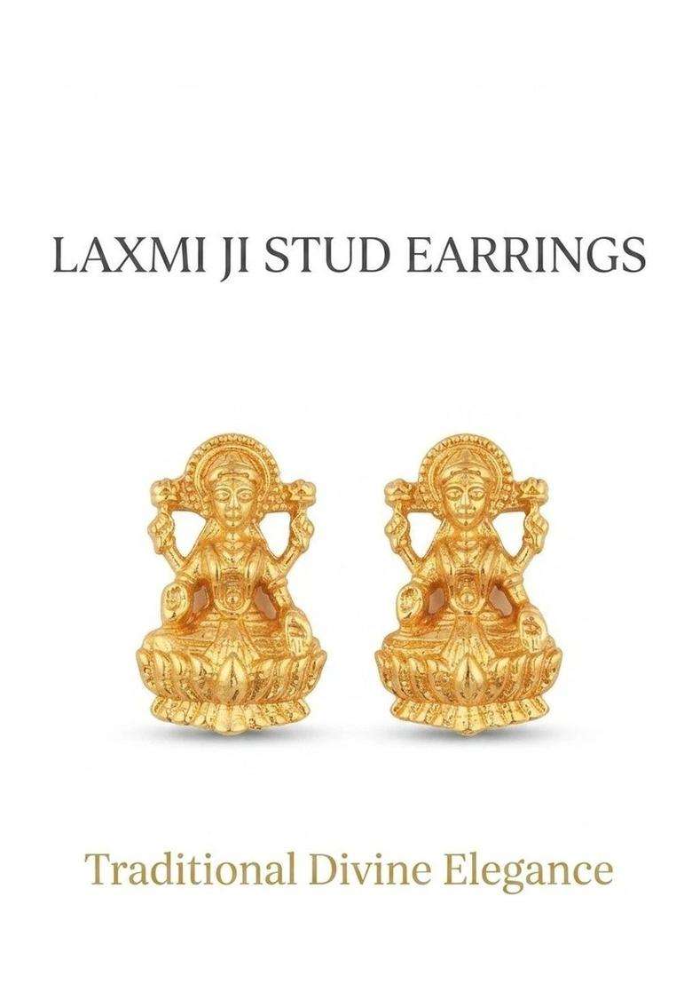 Gold-Plated Circular Lakshmi Temple Studs Earrings for Women | Traditional Temple Jewellery for Wedding & Festive Wear | Gift for Her - Indya