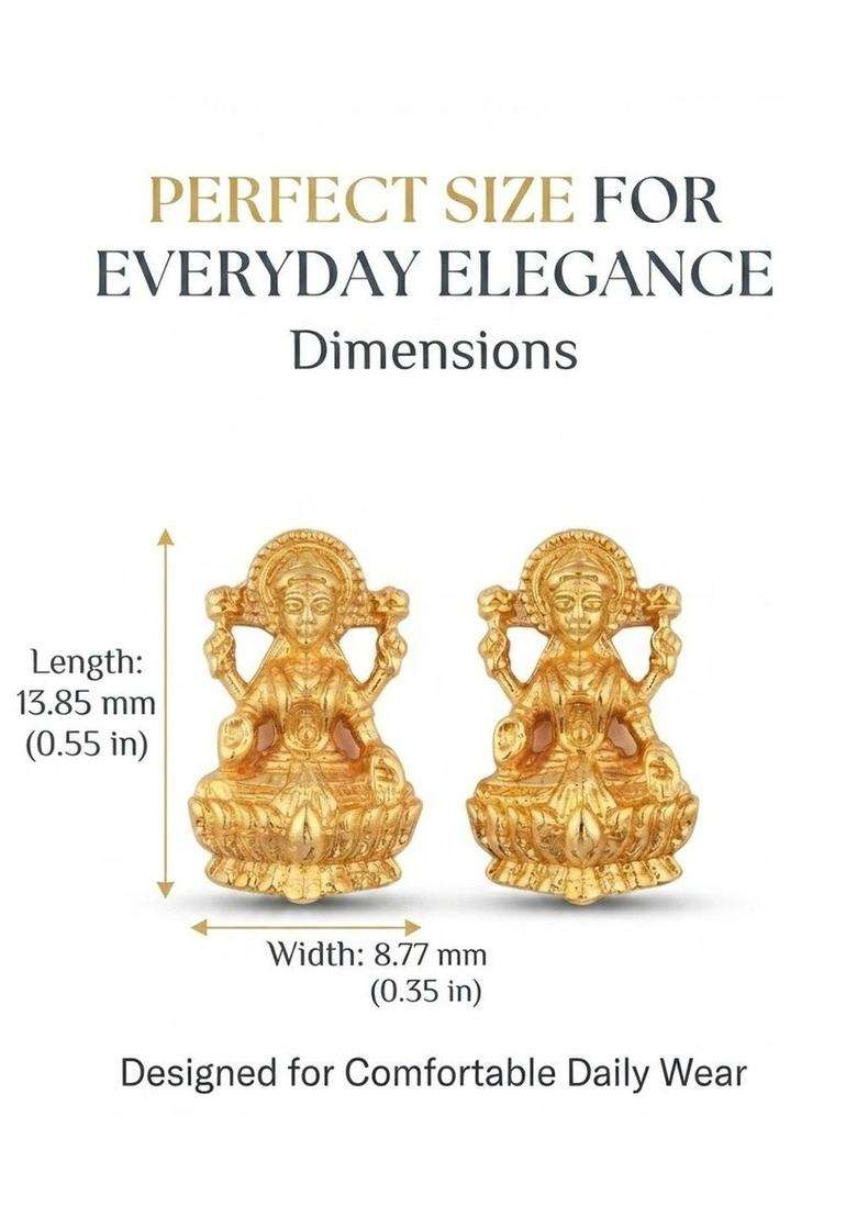 Gold-Plated Circular Lakshmi Temple Studs Earrings for Women | Traditional Temple Jewellery for Wedding & Festive Wear | Gift for Her - Indya