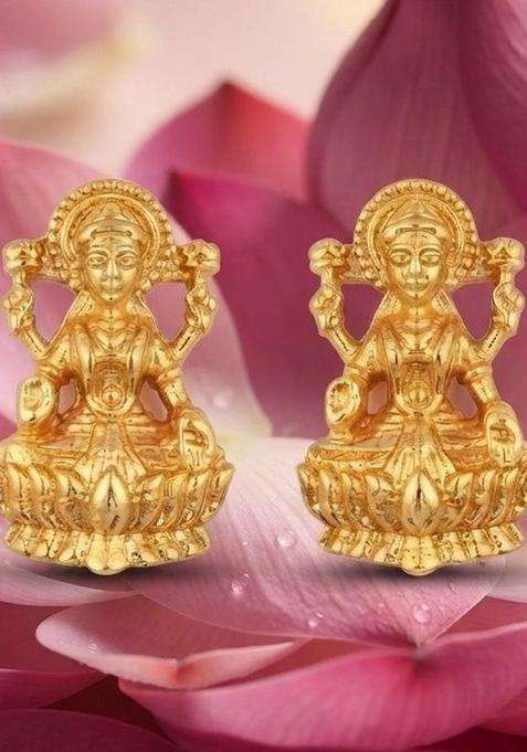 Gold-Plated Circular Lakshmi Temple Studs Earrings for Women | Traditional Temple Jewellery for Wedding & Festive Wear | Gift for Her