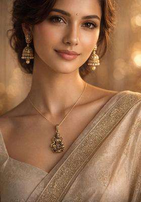 Gold-Plated Antique Temple Lakshmi Ji Pendant for Men & Women | Traditional Temple Jewellery for Wedding & Festive Wear | Festive Gift