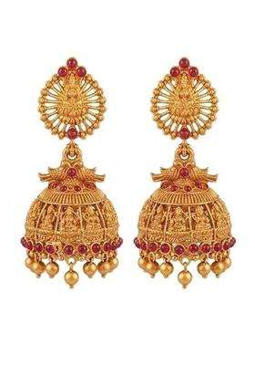 Gold-Plated Dome Shaped Jhumkas Earrings with Kundan for Women | Traditional Temple Jewellery for Wedding & Festive Wear | Gift for Her