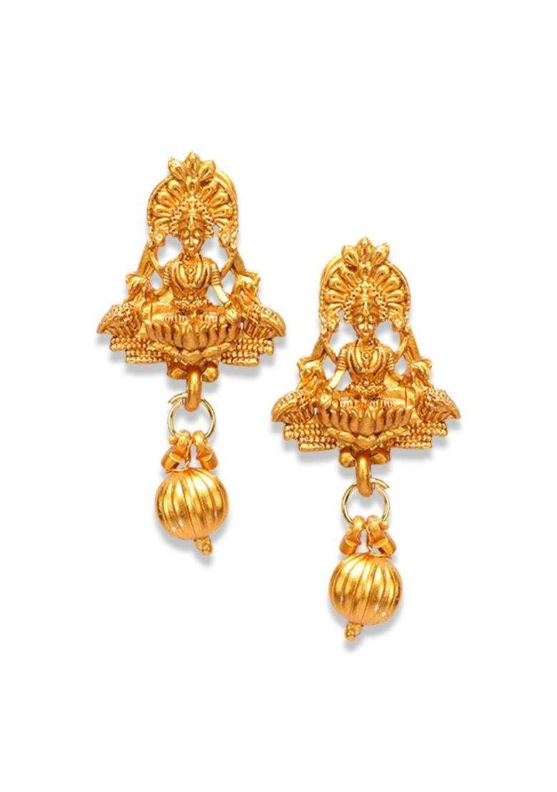 Gold- Plated Red Stone Studded & Beaded Jewellery Set for Women | Traditional Temple Jewellery for Wedding & Festive Wear | Gift for Her - Indya