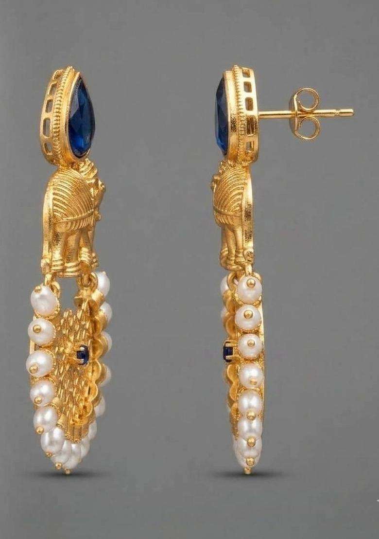 Gold-Plated Circular Jhumkas Earrings for Women | Traditional Temple Jewellery for Wedding & Festive Wear | Gift for Her - Indya