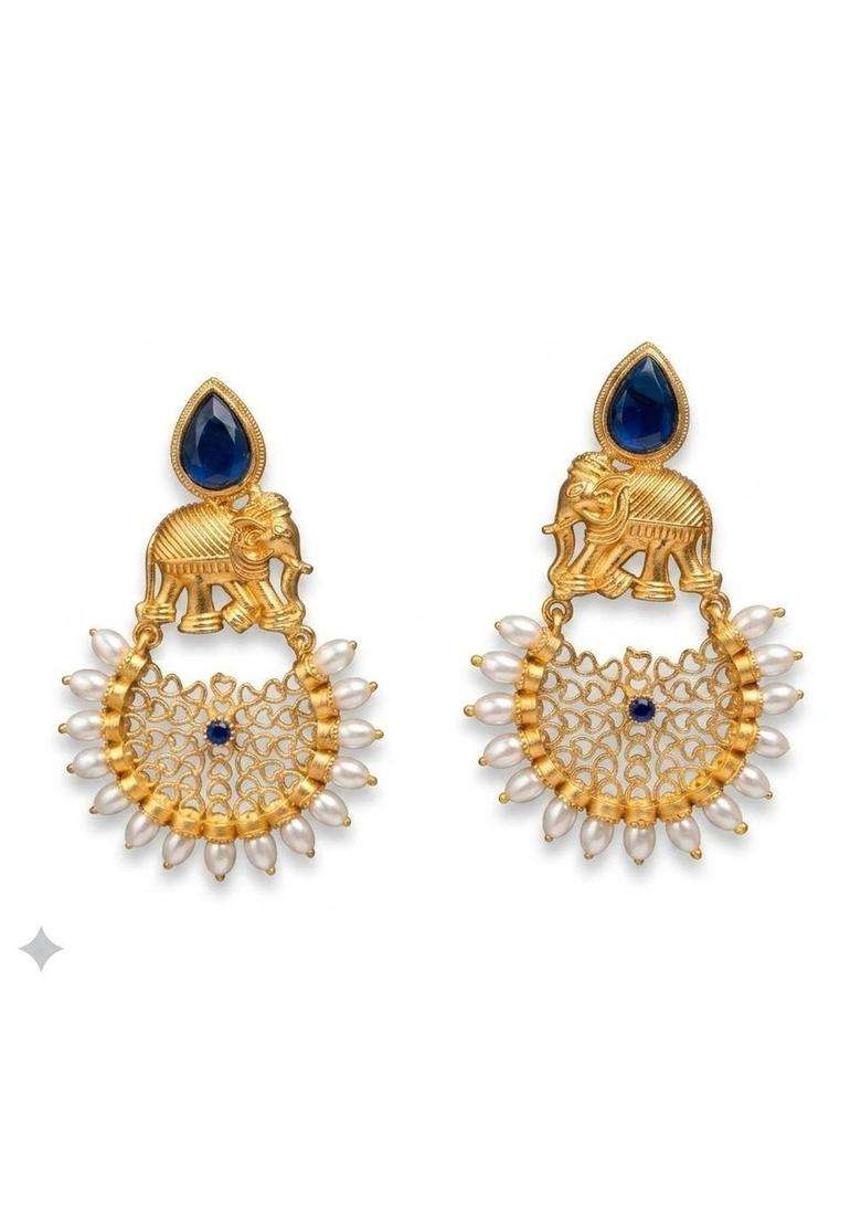 Gold-Plated Circular Jhumkas Earrings for Women | Traditional Temple Jewellery for Wedding & Festive Wear | Gift for Her - Indya