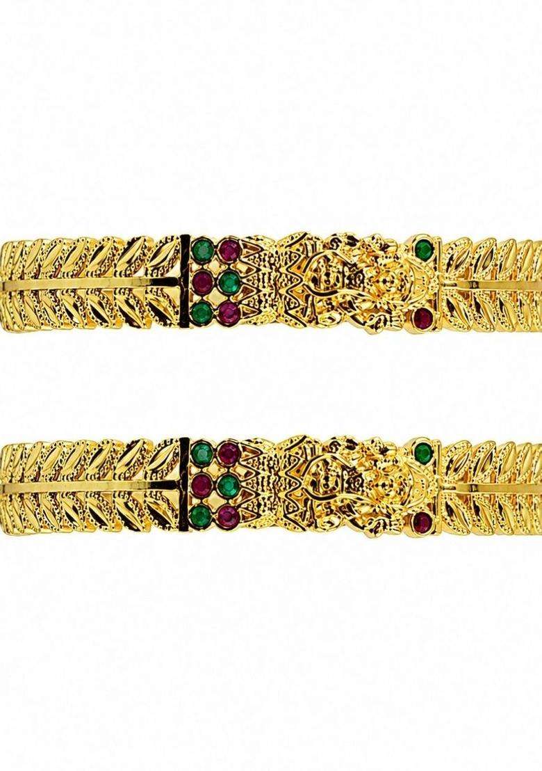 Gold-Plated Temple Stone Studded & Beaded Bangle for Women | Traditional Temple Jewellery for Wedding & Festive Wear | Gift for Her - Indya