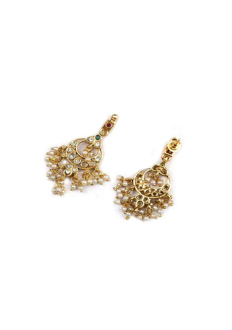 Gold-Plated Temple Stone Studded & Beaded Necklace and Earrings for Women | Traditional Temple Jewellery for Wedding & Festive Wear | Gift for Her - Indya