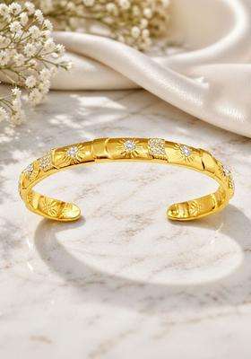American Diamond Temple Gold-Plated Cuff Bracelet for Women | Stylish Party & Everyday Wear | Gift for Her