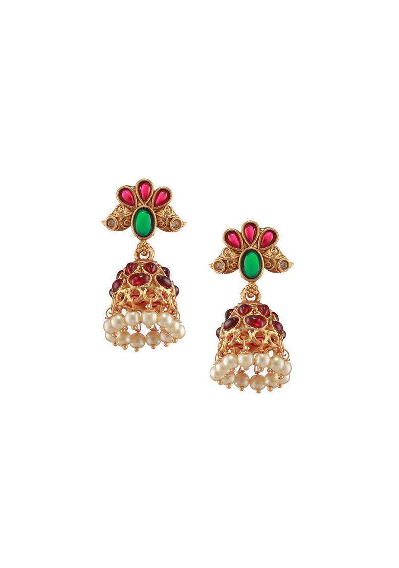 Set of 2 Gold-Plated Stone Studded & Beaded Temple Choker Jewellery Sets for Women | Traditional Temple Jewellery for Wedding & Festive Wear | Gift for Her - Indya
